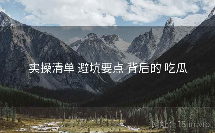 实操清单 避坑要点 背后的 吃瓜  第2张