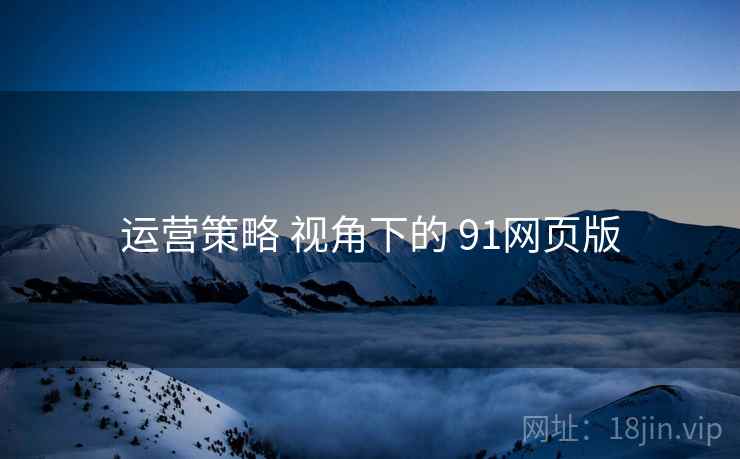 运营策略 视角下的 91网页版  第1张
